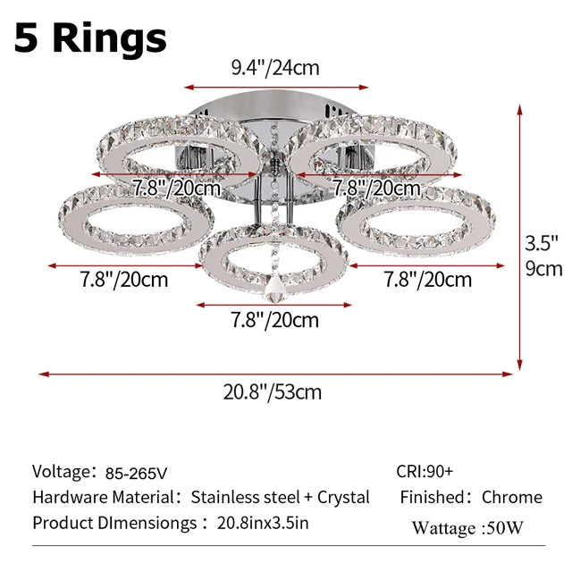 GreeLustr Modern Led Crystal Chandelier Ceiling Light