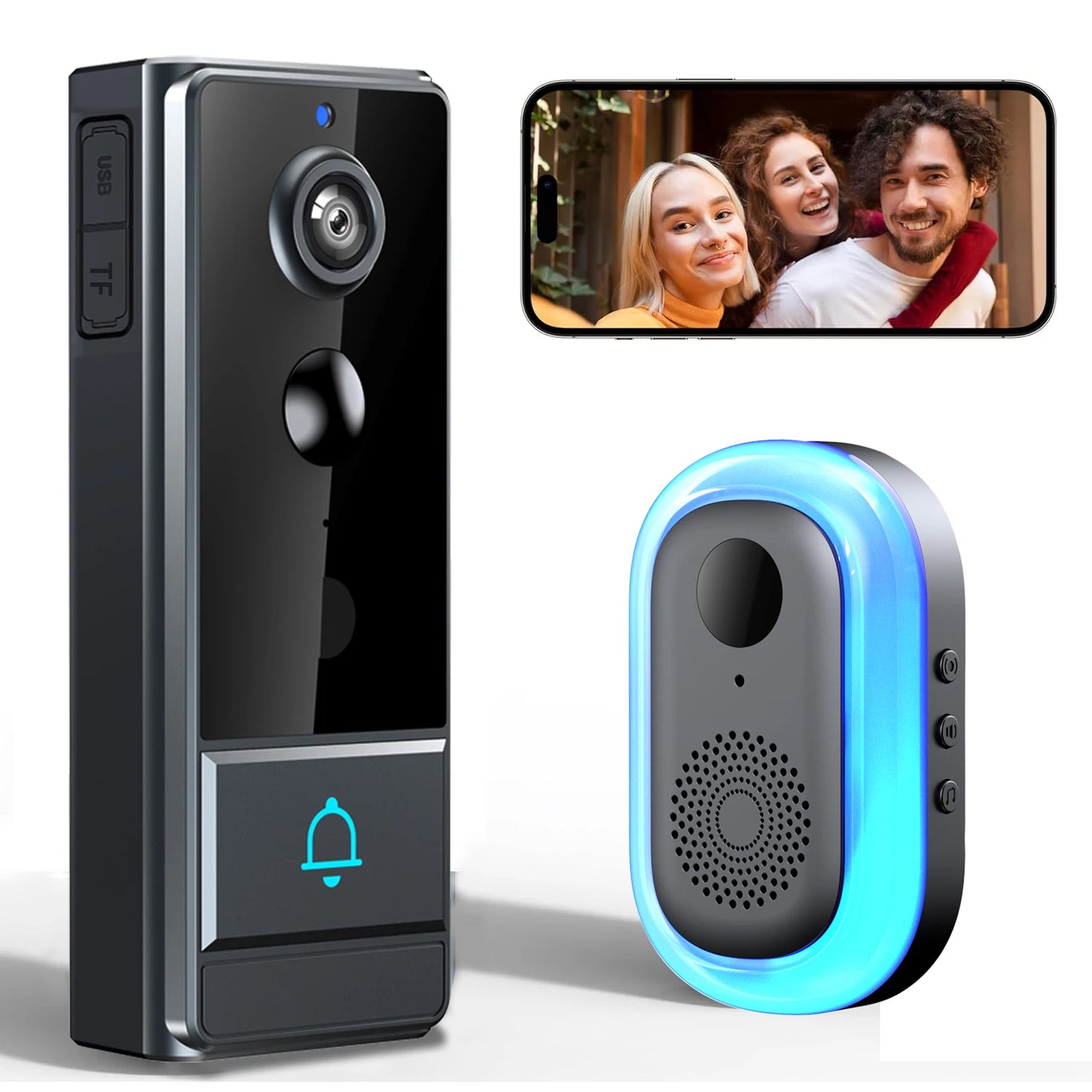 XBIBI Wireless Smart Video Doorbell with 3600mAh Battery