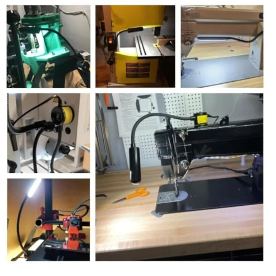 Flexible LED Sewing Machine Light Featuring Magnetic Gooseneck Mount