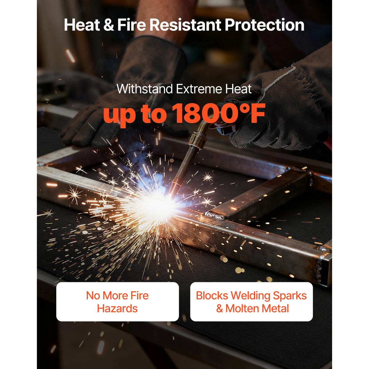 SucceBuy Carbon Felt Welding Blanket Heat Resistant Fireproof Protection Mat