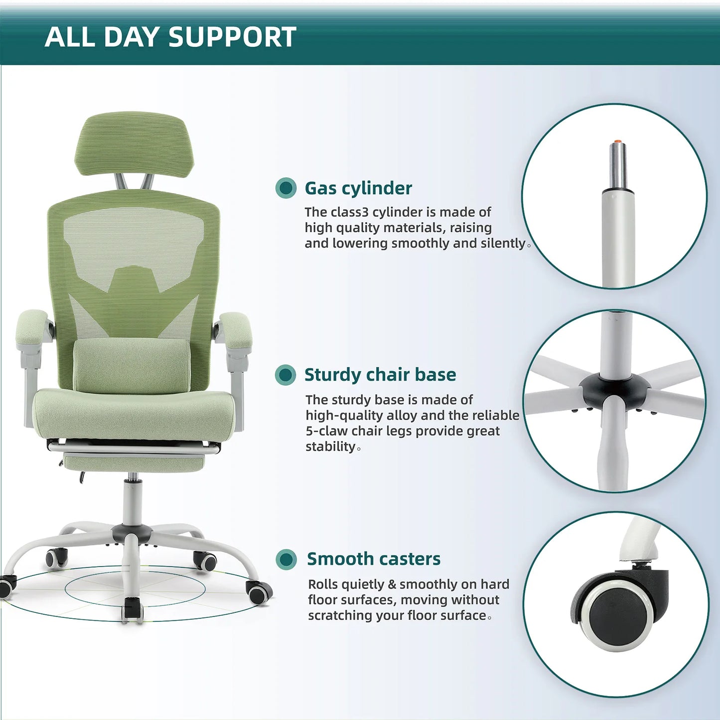 JHK Ergonomic Mesh Reclining Swivel Chair With Lumbar Support