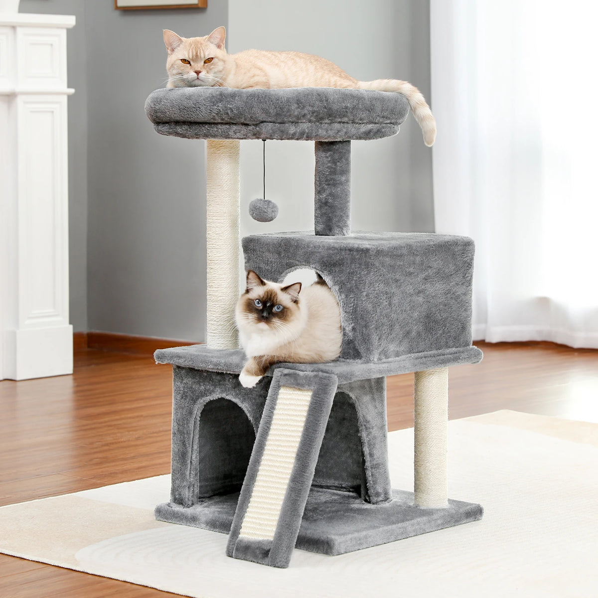 PAWZ Road Multi-Level Cat Tree With Condos And Sisal Scratching