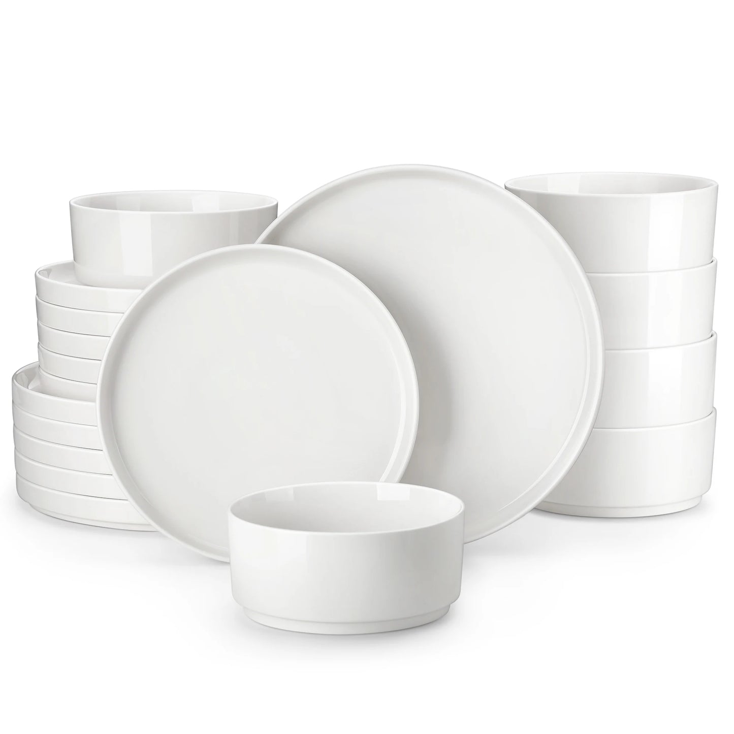 MALACASA Ceramic Dinnerware Set Rimmed Plates Bowls Collection