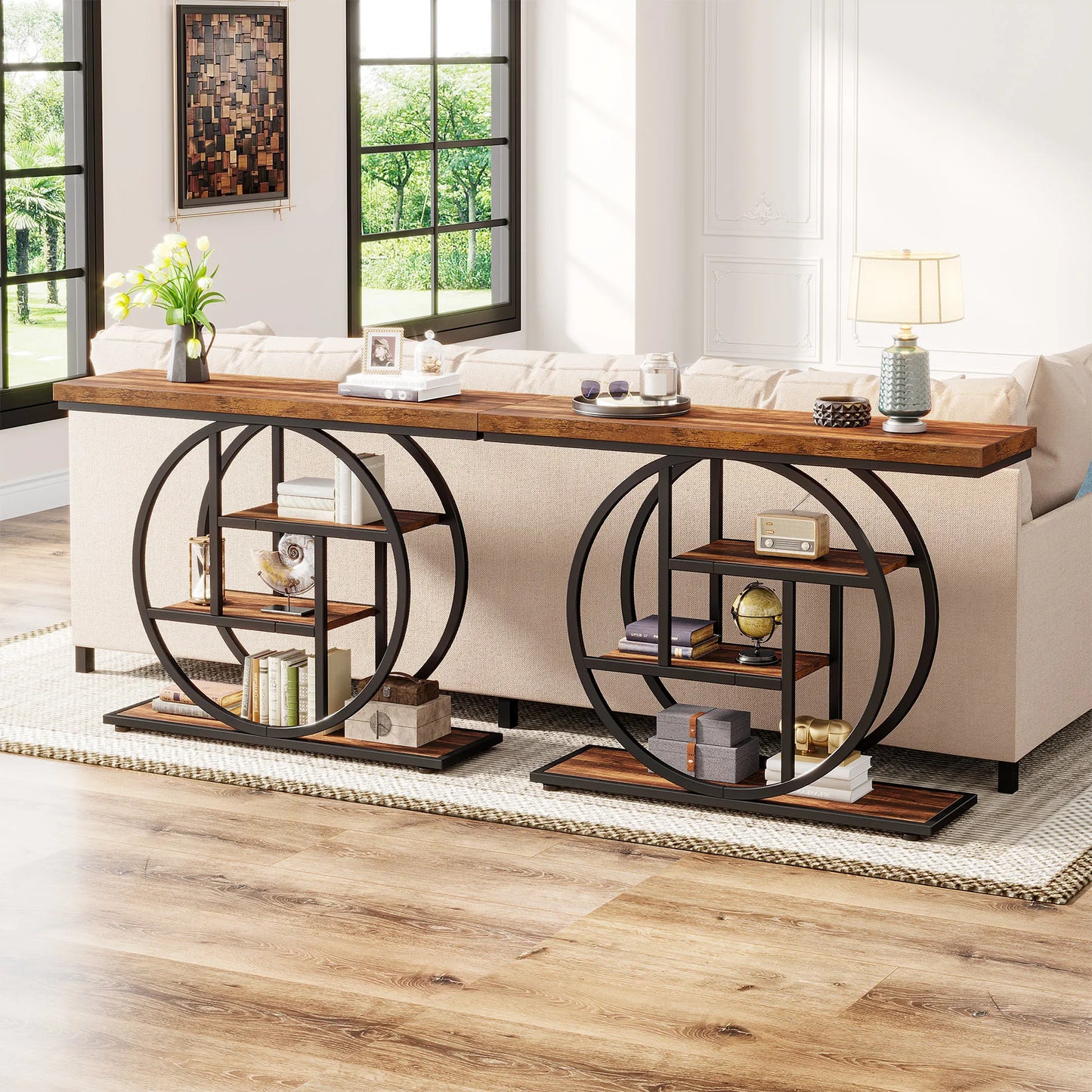 Tribesigns 4-Tier Console Table Industrial Entryway Sofa Table
