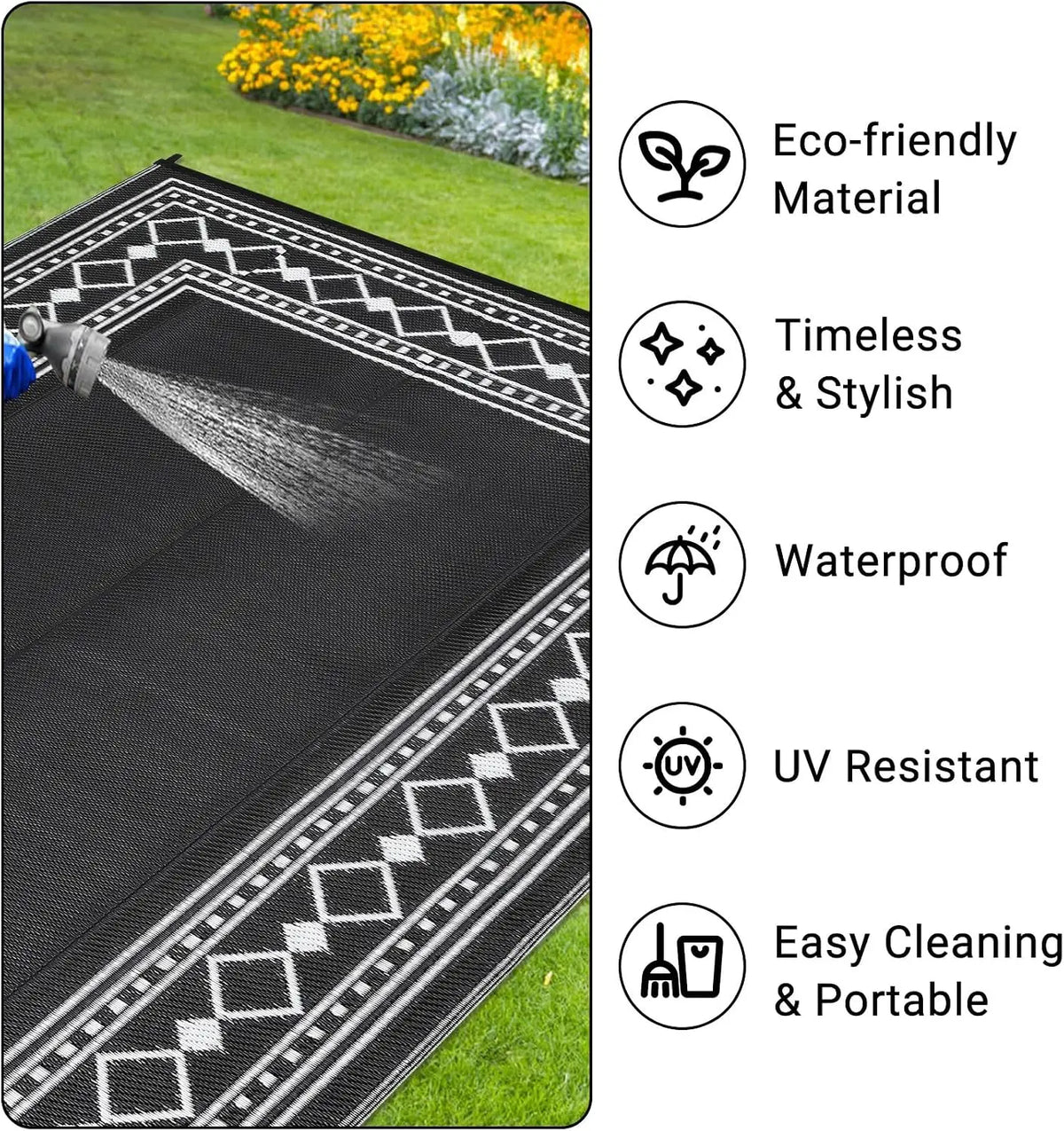 TWISTER.CK Waterproof Reversible Outdoor Plastic Straw Patio Rug