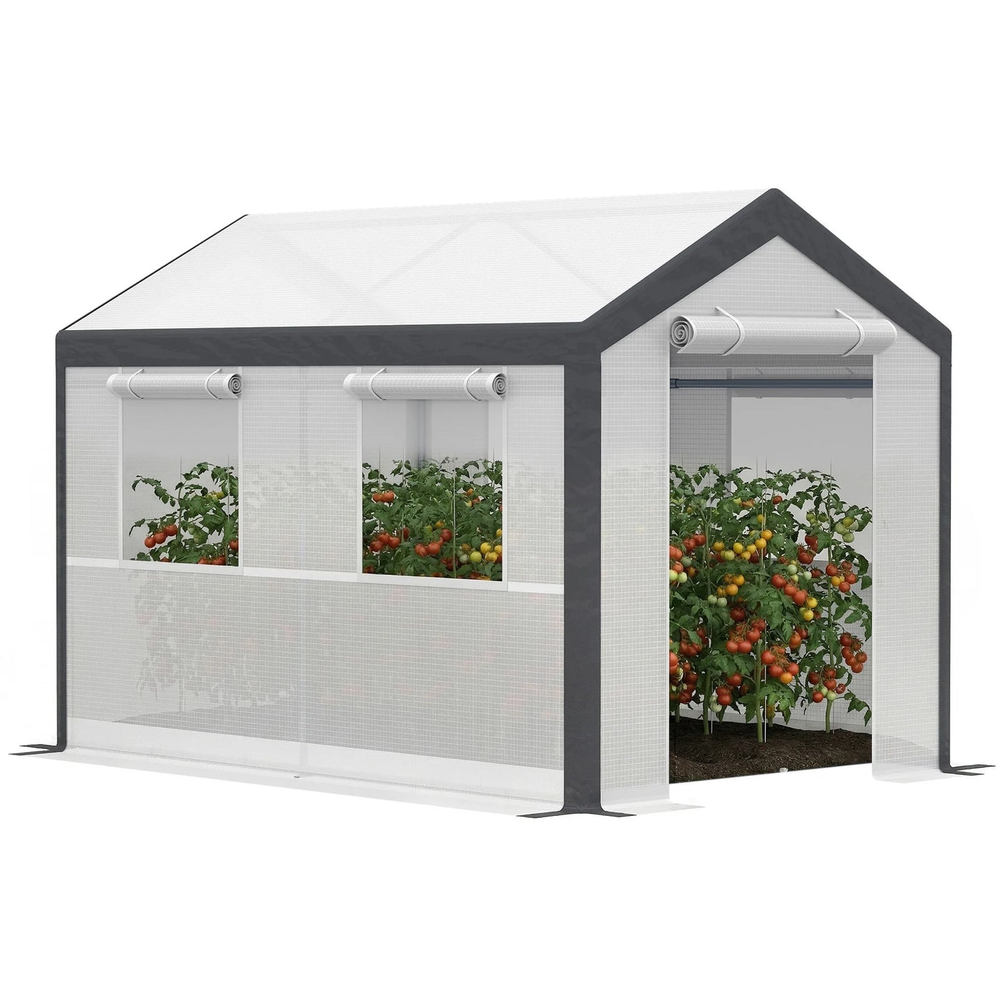Outsunny Walk In Garden Greenhouse With Roll Up Door