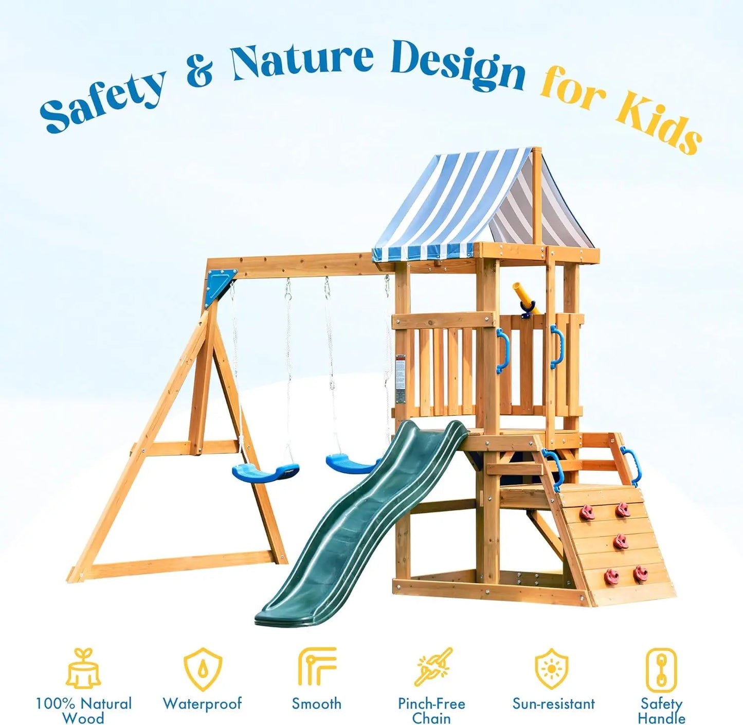 Rolife Robud Wooden Swing Set For Backyard Fun