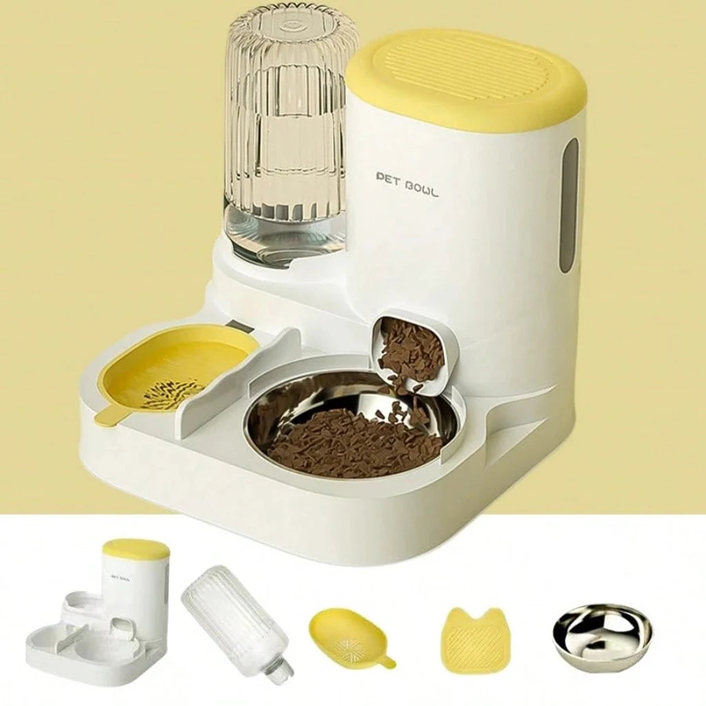 Automatic Cat Feeder And Water Dispenser With Dual Pet Bowl