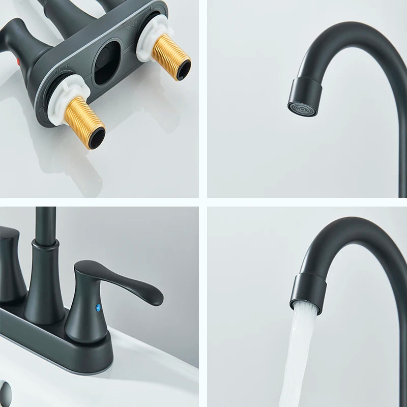 Suguword Dual Handle Bathroom Faucet Deck Mounted Hot And Cold