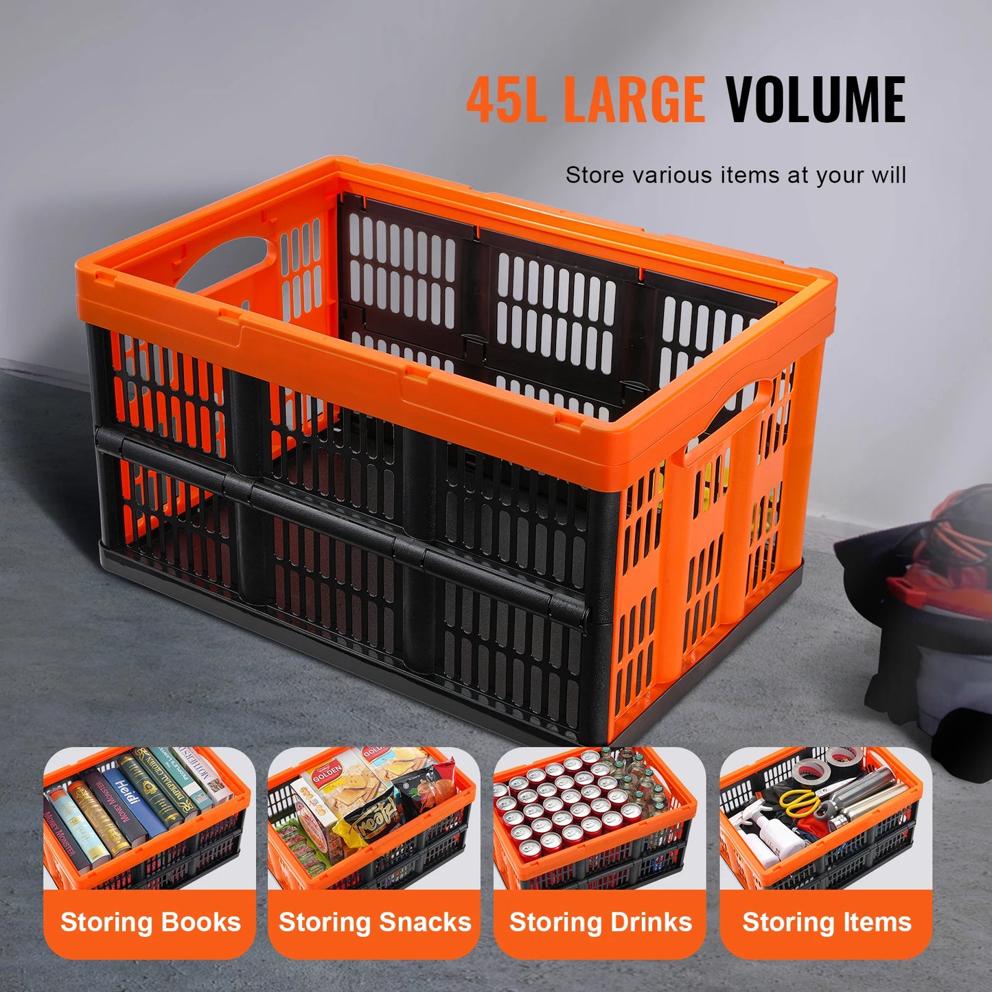 SucceBuy Collapsible Stackable Storage Baskets With Handles