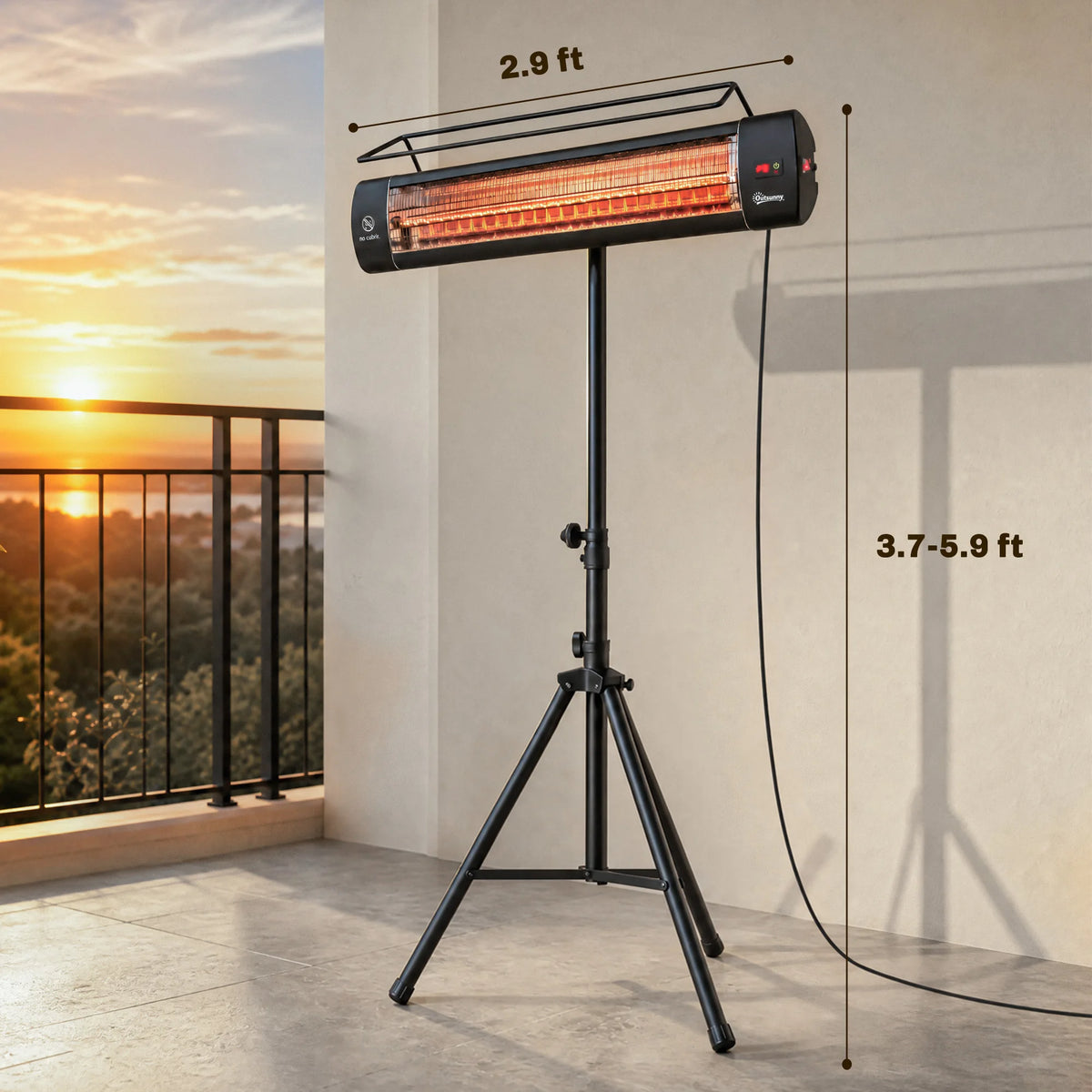 Outsunny Electric Outdoor Infrared Patio Heater With IP65 Weatherproofing