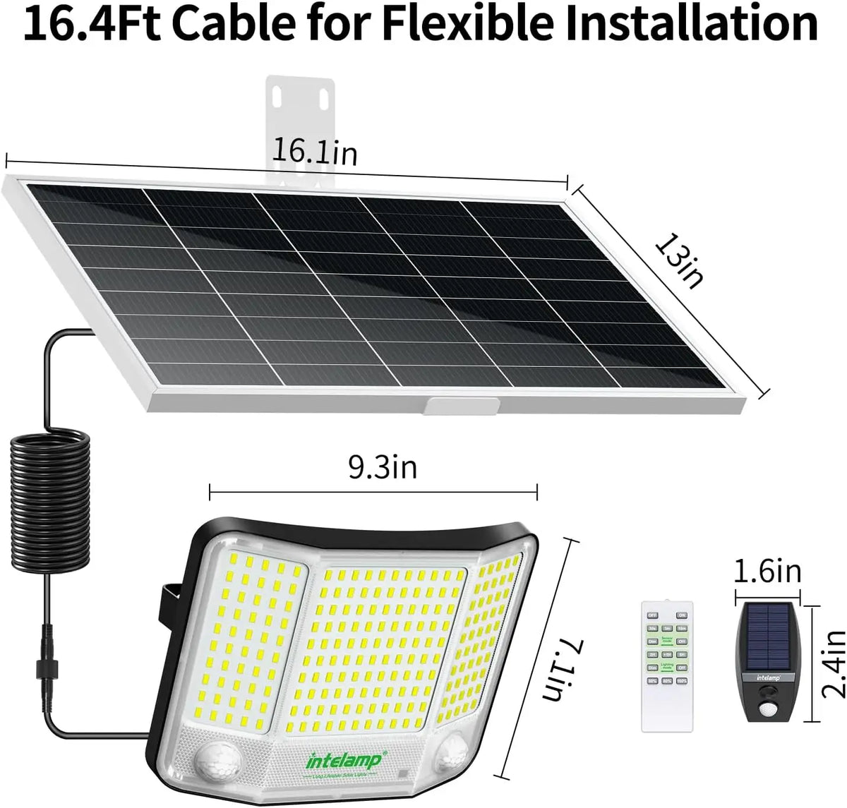 Intelamp Solar Flood Light With Motion Sensors And Waterproof Design