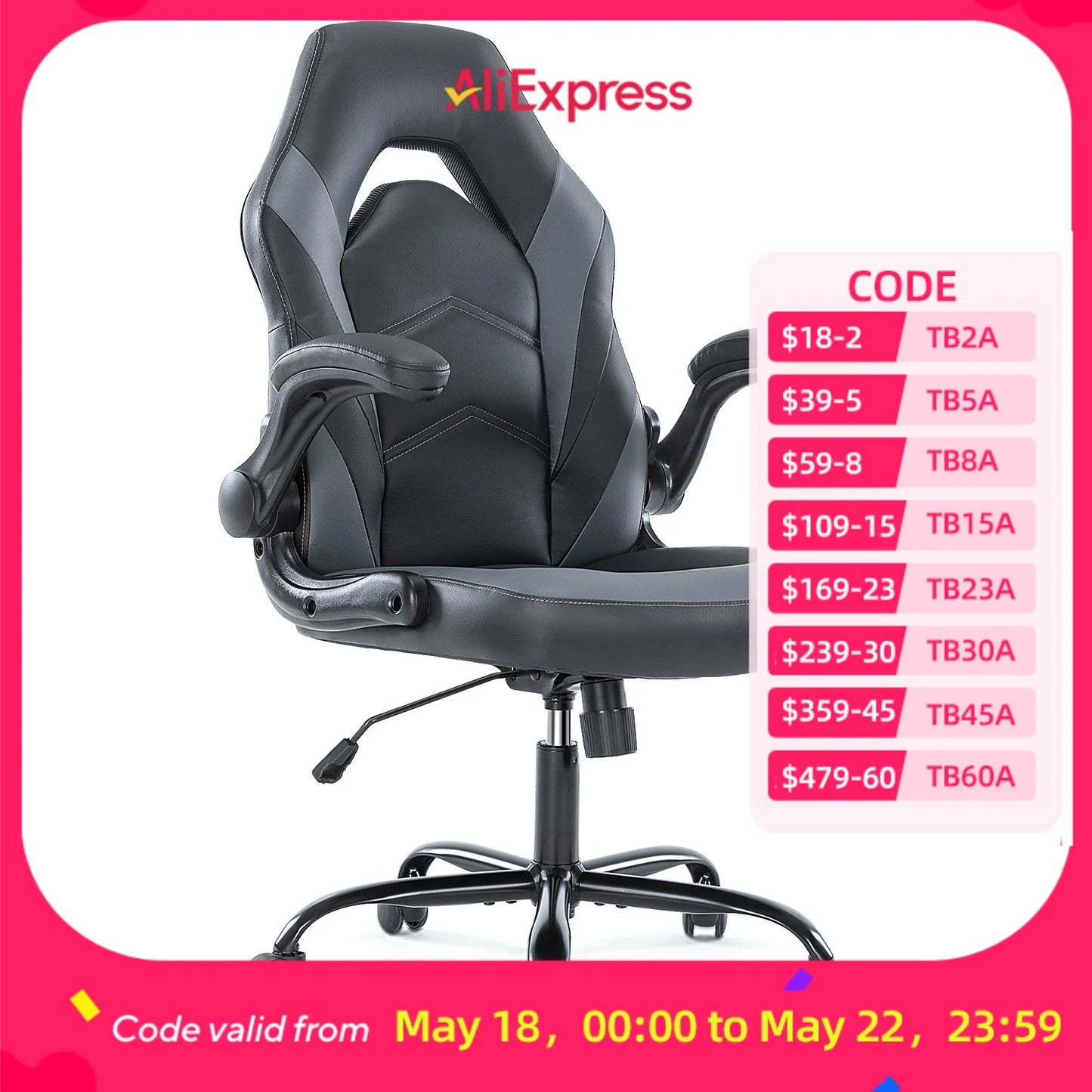 JHK Ergonomic Gaming Desk Chair PU Leather Racing Chair