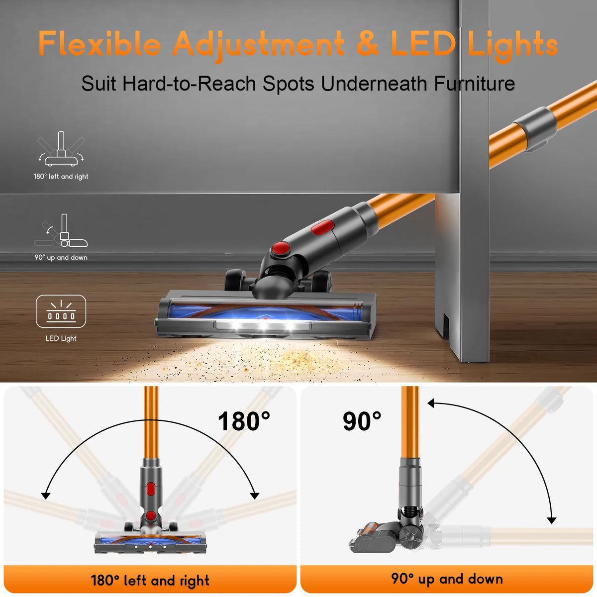 Honki Cordless Wet Dry Vacuum with Powerful Suction and LED