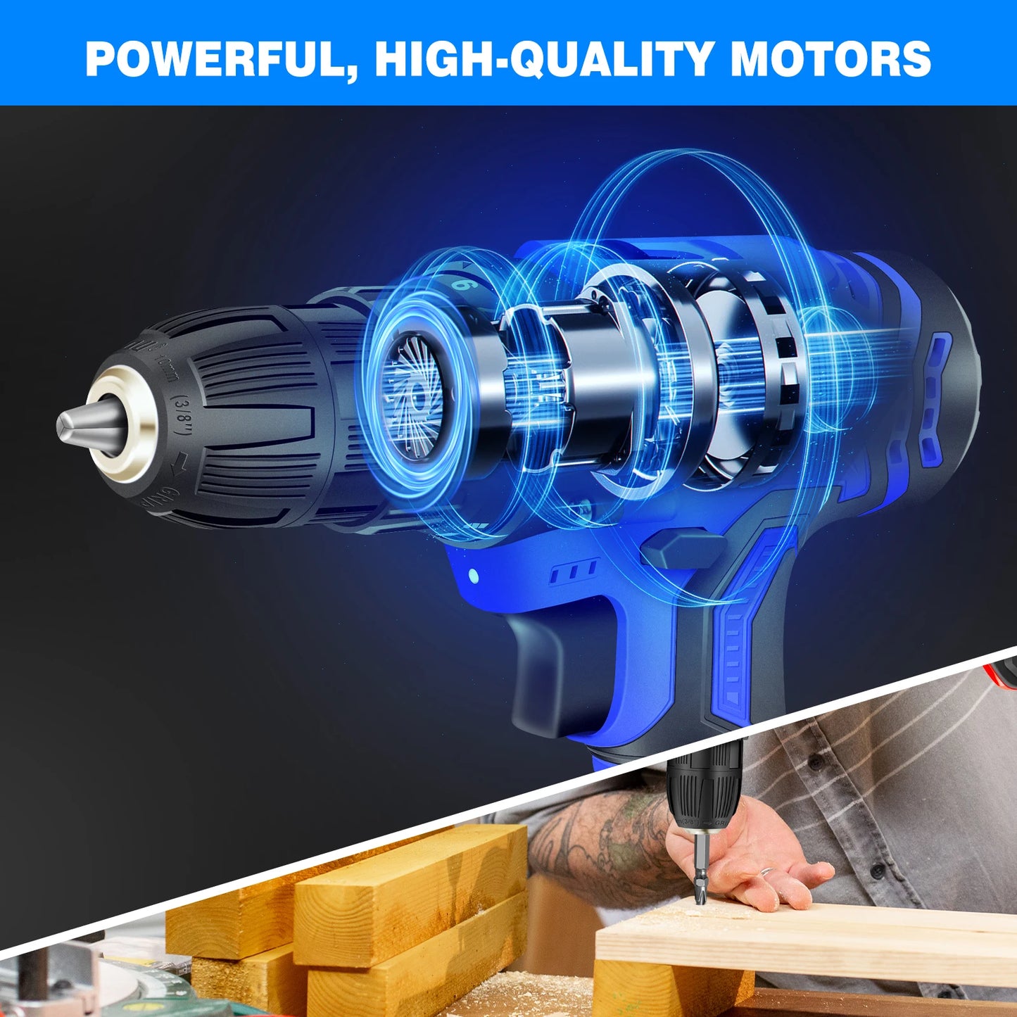 DayPlus 21V Cordless Drill Driver 45Nm 2 Speed Battery Included