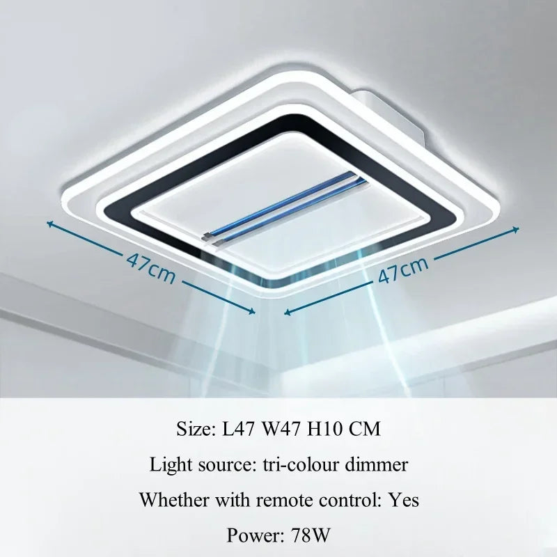 TAONUANSHU Modern Bladeless LED Ceiling Fan Pendant Light With Remote Control