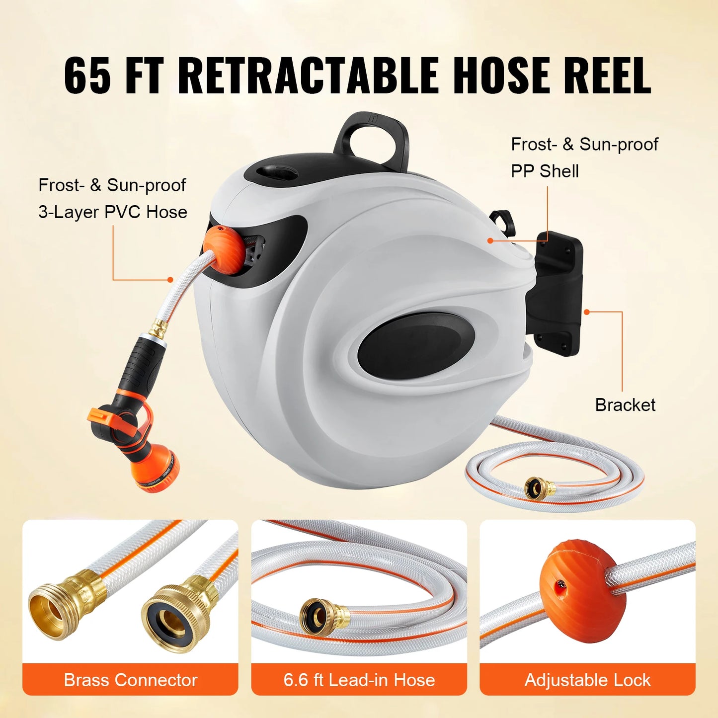 Succebuy Retractable Garden Hose Reel With Auto Rewind