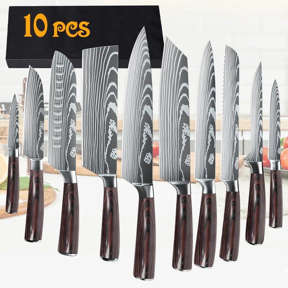 MDHAND Damascus Kitchen Knife Set Premium Stainless Steel Chef Blade