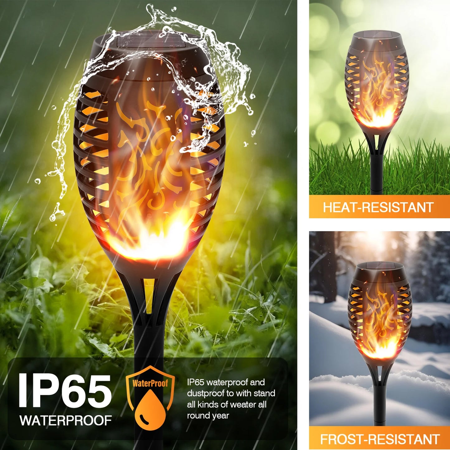 Solar LED Torch Lights with Flickering Flame for Outdoor Decor